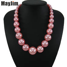 MayJim-collar de perlas grandes Vintage para mujer, Gargantilla gruesa, cadena de cuentas Bohemia sencilla, collares y colgantes de moda 2024 - compra barato