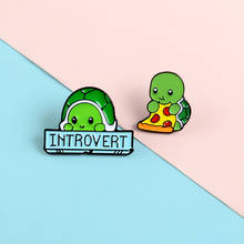Introvert Tortoise Pins Cartoon Animal Love Pizza Lapel Enamel Pins Brooches Badges Clothes Bag Pins Jewelry Gifts For Friends 2024 - buy cheap