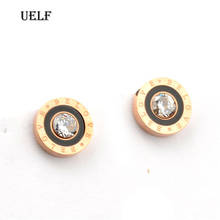 Uelf Luxury Brand Be Love Rose Gold Small Stud Earrings For Women Man Fashion  Stainless Steel Zircon Earring Jewelry 2024 - buy cheap