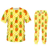 Men's Set Orange Pineapple 3D Printing Tshirt And Pants Two-piece Set Casual Sports Beach Couple Clothing Tracksuit Dropshipping 2024 - buy cheap