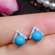 Simple Fashion Design 100% Natural and Real Turquoise Earring 925 sterling silver Wholesales Fine jewelry 2024 - buy cheap