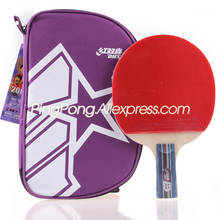Dhs raquete de tênis de mesa de 2 estrelas com borracha (PF4-1, pips-in) + saco conjunto de caixa de ping pong bat 2024 - compre barato