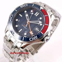 41mm Bliger Blue Sterile Dial Sapphire Glass Ceramic Bezel GMT Stainless Steel Automatic Mens Watch B296 2024 - buy cheap