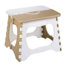 Taburete plegable de plástico, silla gruesa, muebles portátiles para el hogar, conveniente taburete de comedor para niños-Café + blanco 2024 - compra barato