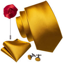 Paisly Mens Wedding Tie Gold Solid Silk Neck Ties For Men Gravat Handkerchief Cufflink Brooch Set Barry.Wang Designer FA-5265 2024 - buy cheap