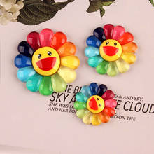 6/8 pcs Rainbow Smiling Flower flatback Resin Cabochons Scrapbook Craft DIY Embellishments decor Headwear accessories 2024 - buy cheap