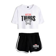 Stranger Things T-shirts and Shorts Tracksuit Shirts Outfit Set Print New Leisure Girls Women Short O-neck Two Piece Letter 2024 - buy cheap