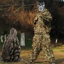 Ghillie com camuflagem 3d, roupa com capuz, selva, capa camuflada, poncho, folha biônica para sniper, acessórios de fotografia 2024 - compre barato