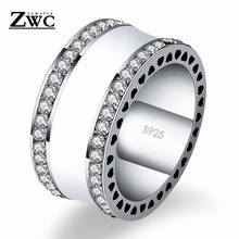 ZWC Fashion Hot Charm Crystal Wide Band Wedding Rings For Women Girls High Quality Luxury Ring Jewelry Gift Wholesale 2024 - buy cheap