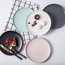Plato de cerámica creativo de color mate, bandeja de Pasta, plato occidental, plato plano, vajilla nórdica para el hogar 2024 - compra barato