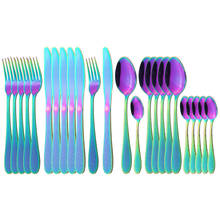 Rainbow Dinnerware Set Stainless Steel Knives Fork Spoons Cutlery Quality Dining Dinner Camping Western Kitchen Metal Tableware 2024 - buy cheap