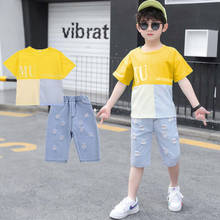 Crianças roupas de verão 2021 adolescentes meninos roupas definir camiseta + calça roupa crianças treino terno para meninos conjuntos 8 10 12 ano 2024 - compre barato