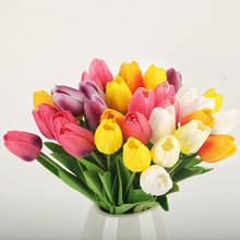 Ramo de flores artificiales de tulipán para el hogar, decoración de boda, suministros de fiesta, 10 Uds. 2024 - compra barato