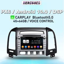 Carplay PX6 DSP IPS para coche, reproductor de DVD con Android 11,0, 8 núcleos, 4GB + 64GB, autorradio, navegación GPS, Radio para Hyundai Santa Fe 2006-2012 2024 - compra barato