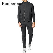 Ranberone Men's Sports Suit Vest Sweater Trousers Three Piece Suit Solid Casual Tracksuit Men Jogging Running Workout Sportswear 2024 - buy cheap