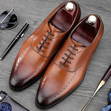 Туфли-оксфорды BQL18 мужские из натуральной кожи, роскошные дышащие Формальные туфли с круглым носком, на шнуровке, дизайнерская Свадебная обувь ручной работы на плоской подошве 2024 - купить недорого