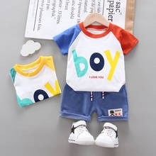 Summer New Clothing Set Cotton Clothing Set For Kids Boys Casual Letter Cartoon Tops tshirt Letter+Jean Shorts 2021 Kids Outfits 2024 - buy cheap