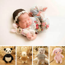 Adereços para fotografia de bebê, mini brinquedos, acessórios para fotos infantis, animal adorável, coelho, urso, panda, adereços criativos 2024 - compre barato