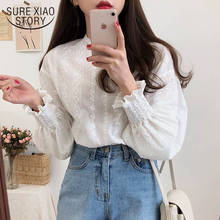 Blusa feminina de manga comprida, camisa de linho bordada para mulheres 2019 2024 - compre barato