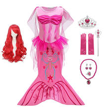 Fantasia infantil de princesa ariel, traje para festa de aniversário, semana do livro, em chiffon 2024 - compre barato