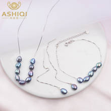 ASHIQI 925 Sterling Silver Jewelry Sets Real Baroque Freshwater pearl Necklace Earrings Bracelet for women New 2024 - buy cheap