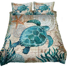 Tartaruga do mar conjuntos de cama capa edredão lençóis e fronhas 3 pçs folha cama gêmeo rainha rei adolescente impressão 2024 - compre barato