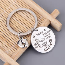 Personalized Custom Baby Stats Keychain Baby Foot Pendant Key Holder Fashion Jewelry New Dad & New Mom Commemorate New Baby Gift 2024 - buy cheap