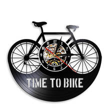 Time To Bike Art Decorative Wall Clock Vintage Black Hanging Vinyl Record Wall Clock 3D Watches Wall Bicycle Wall Art Decor 2024 - buy cheap