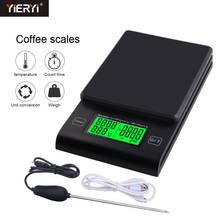 Yieryi Multi-function Coffee Scale With Timer Temperature Probe Digital Kitchen Scale LCD Electronic Scale 1000G/0.1G-2000G/1G 2024 - buy cheap