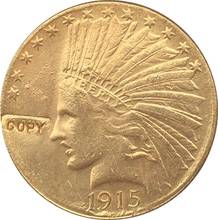 24-k moeda metade álica indiana banhada a ouro 1915 $10 cópia 2024 - compre barato