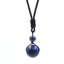 Handmade Weave Rope Chain Lapis Lazuli Pendant Round Beads Necklace Tiger Eye Stone Ethnic Style Jewelry 2024 - buy cheap