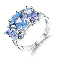 Gema de Ballet para mujer, anillo de cuarzo místico, Topacio azul cielo Natural, 3.47Ct, 100% Plata de Ley 925, Mona Lisa, boda 2024 - compra barato