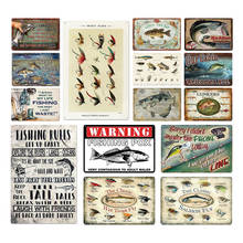 Shabby Chic Vintage Style Fish Metal Tin Signs Retro Plaque Iron Painting Wall Decor For Fishing Garden Funny Tin Poster 2024 - buy cheap