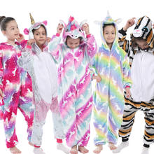 Pijama infantil de unicórnio kigurumi, pijama infantil para meninas, animais, macacão, panda 2024 - compre barato