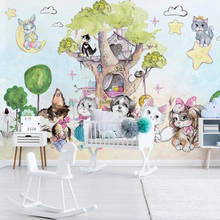 Papel de parede 3d personalizado milofi, mural moderno minimalista com desenhos animados pintados à mão para decoração de parede de quarto de criança 2024 - compre barato