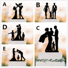 Family Wedding Cake Topper Bride Groom with Child Cake Topper Wedding Anniversary Warm Family Theme Cake Decoration Supplies 2024 - buy cheap