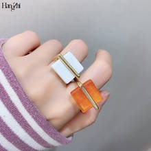 Hangzhi Korea Dongdaemun, популярное прямоугольное дизайнерское кольцо с текстурой, модное универсальное личное кольцо для женщин, подарок для девушек 2024 - купить недорого