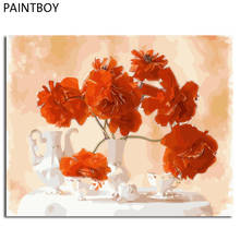 Pintura de paintboy moldada flor diy, pintura por números em tela, pintura a óleo, decoração de casa para sala de estar, parede 2024 - compre barato