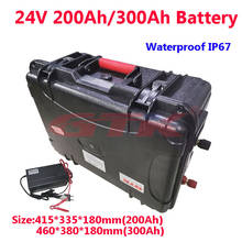Waterproof 24V 200AH 300AH Lithium battery BMS 100A li-ion battery for 2500W 2000W RV EV scooter solar golf cart UPS+20A Charger 2024 - buy cheap