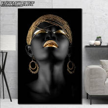 Pintura en lienzo de mujer negra y dorada de arte africano, póster de personaje de pared e impresiones, estética escandinava, pintura para decoración del hogar 2024 - compra barato