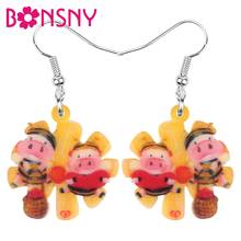 Bonsny-pendientes acrílicos con diseño de cerdito miel, joyería colgante, amuleto ideal para el Día de San Valentín, regalo de decoración para fiesta 2024 - compra barato