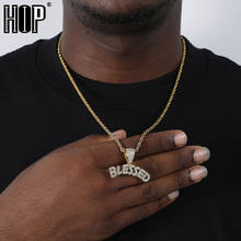Хип-хоп Bling Iced Out BLESSED буквы Кубический Цирконий ожерелья и подвески для мужчин рэппер ювелирные изделия с теннисной цепочкой 2024 - купить недорого
