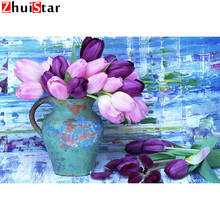 5d diamante pintura vaso-tulipas-flores quadrado completo broca decoração para casa bordado imagem strass cristal presente whh 2024 - compre barato