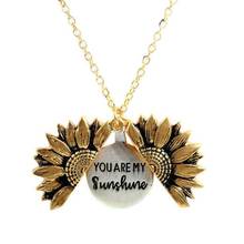 Sunflower  Locket Necklace Vintage Charm Women Confession YOU ARE MY SUNSHINE Flower Locket Necklace Plant Jewelry bijoux 2024 - buy cheap