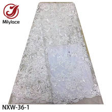 African Tulle Lace Fabrics 2020 High Quality Nigerian Lace Fabric with Sequins French Lace Fabric for Party Dress NXW-36 2024 - buy cheap