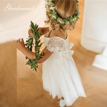 Cute Ivory Flower Girl Dresses 2022 Lace A Line Chiffon Baby Girl Party Dresses Back Bowknot Tea Length First Communion Dresses 2024 - buy cheap