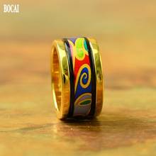 BOCAI 2020 new Wave pattern series fashion enamel ring for women round new cloisonne women ring 2024 - buy cheap