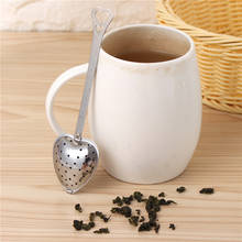 Infusor de chá em formato de coração 1 peça, útil, colher coador, utensílio de cozinha, alça de aço inoxidável, filtro de especiarias de chá 2024 - compre barato