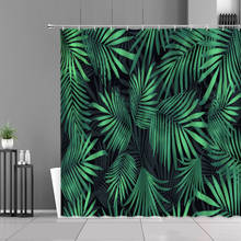 Занавески для душа с зелеными тропическими растениями, занавеска для ванной, с принтом листьев, настенное украшение для ванной, из водонепроницаемого полиэстера 2024 - купить недорого