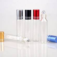 Clear Glass Essential Oil Roller Bottles with Glass Roller Balls Aroma therapy Perfumes Lip Balms Roll On Bottles Colorful  Caps 2024 - buy cheap